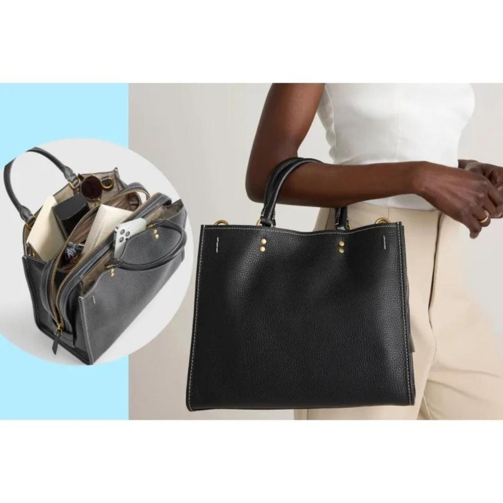 Quince Italian Leather Medium Convertible Satchel - Black - Picture 8 of 8